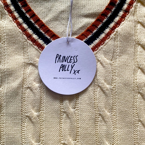 Princess Polly Varsity Sweater Off White XS/S - Picture 3 of 4